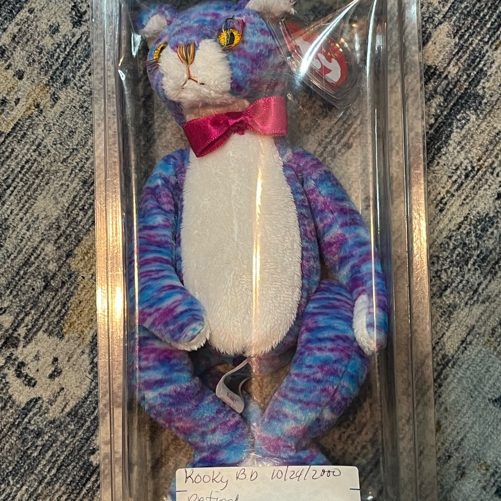 Ty Purple and White Stuffed Cat Toy